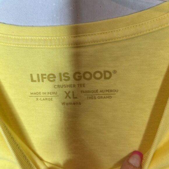 Life Is Good “Zero Tasking” Dog Hammock Yellow Crusher Tee with Palm Graphic XL. - Picture 3 of 7
